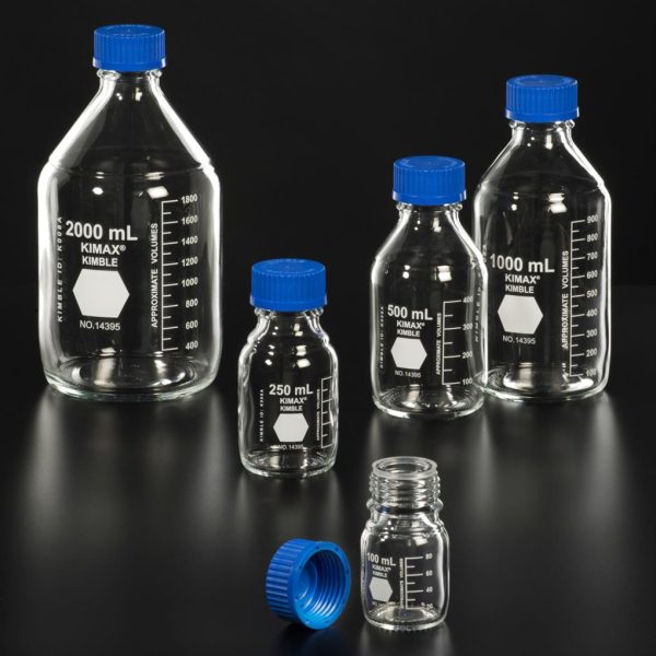 FRASCO VIDRIO ISO C/TAPON Y ANILLO AZUL 100ML