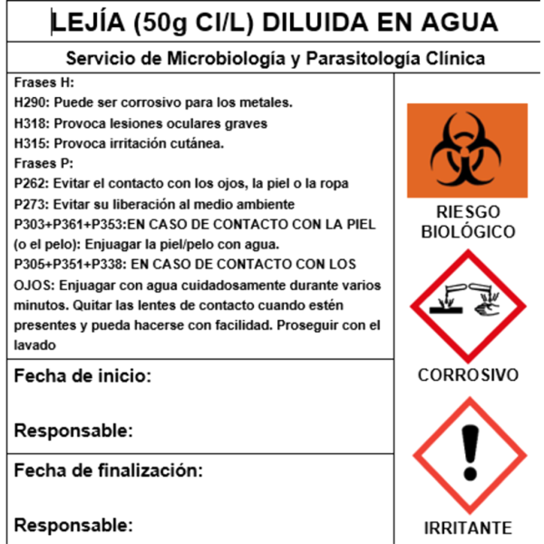 ETIQUETA  LEJIA DILUIDA EN AGUA C/1.000